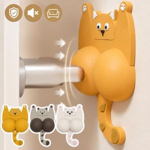 3D Cat Shape Anti-Collision Pad Soft Cushioning Cartoon Cat Door Bumper Self Adhesive Impact Absorbing