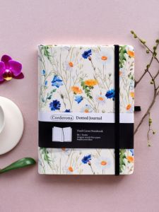B6 Size Hard Cover Floral Bullet Journal Creative Dot Grid Leather like Diary Notebook Natural Style Small Fresh Printing