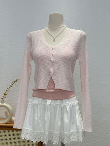 Korean Style Long Sleeve Knitted Open Cardigan Womens Spring Summer Fashion Slimming Sun Protection Air Conditioning Shirt Outerwear Top