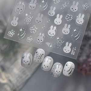 OIMG | 1pc Gold-stamped Nail Stickers Cute Simple Bunny Sticker For Nail Art Accessories Decorative Materials Back Adhesive Nail Decals