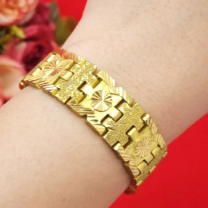 สร้อยข้อมืองานดิบทองเหลืองลายเลสตัดลาย ความยาว 6.5 7.3 7.5 นิ้ว งานดิบไม่ได้ชุบ ทองเหลืองโบราณ ใส่อาบน้ำได้ พร้อมส่ง