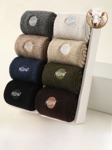 Miiow | Thickened Woolen Socks Mens Winter Warm Fleece Lined Yarn Loop Mid-Calf Autumn Winter Non-Thermal Anti-Cold Cat Man Socks