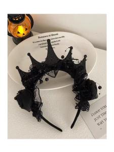 Vương Miện Ren Hoa Hồng Đen Halloween Phụ Kiện Tóc Tiệc Hóa Trang Đồ Chơi Biểu Diễn Phụ Kiện Tiệc Phụ Kiện Tóc