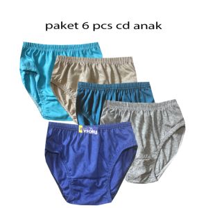 Paket Hemat 6 Pcs Celana Dalam Anak Laki Laki Polos Kain Katun Usia 2 – 9 Tahun