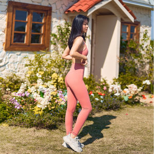 AlphaGym Fleece Yoga Sportswear Set with Chest Pad Sports Vest No Y Line High Waist Peaches Fitness Pants Womens round Neck