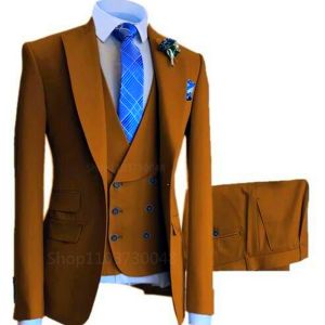High-End Slim Fit 3 Pcs Set Formal Wedding Suits for Men Casual Business Groom Tuxedos with Jacket Vest Pants for Party Prom