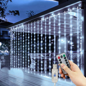 USB Powered Fairy LED Curtain String Lights 8 Modes Outdoor Courtyard Wedding Party Garden Garland Lamp Ramadan Home Decoration