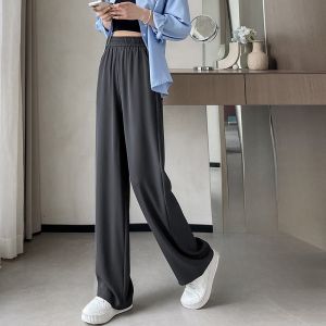 YAMIANNV | Quần ống rộng cạp cao cho nữ mùa xuân thu 2024 Quần ống đứng rộng rãi dài vừa vặn Quần vest công sở thường ngày