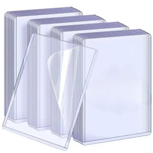 35PT Clear PVC Hard Card Sleeves - Scratch-Resistant Trading Card Protectors for Sports Game & ID Cards Storage Display