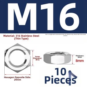 TIANZHUOJINSHU | Stainless Steel Hexagon Thin Nut
