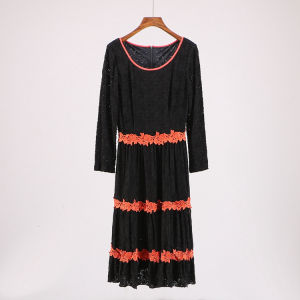 High-End Brand Discount Long Sleeve Hollow out Lace Dress Spring Collection Elegant Design for Women over 30 Years Old