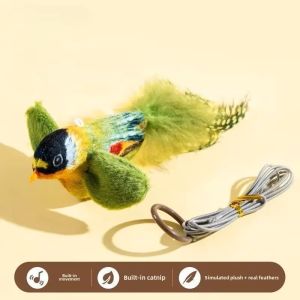 Interactive da Bird Cat Toys Flapping Bird Cat Toy Flying Wings Sparrow Catnip Toys Vivid Chirping Simulation Kitty Toy