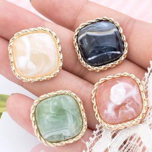 High-End Metal Fashion Square Coat Buttons Sweater Windbreaker Woolen Cashmere Womens Small Fragrance Style Decorative Buttons