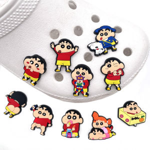 Bandai | New 10pcs set Kawaii Anime Cute Japanese Cartoon Boy Puppy Girl Figure PVC Shoe Charms For Slides Sandals DIY Clog Accessories