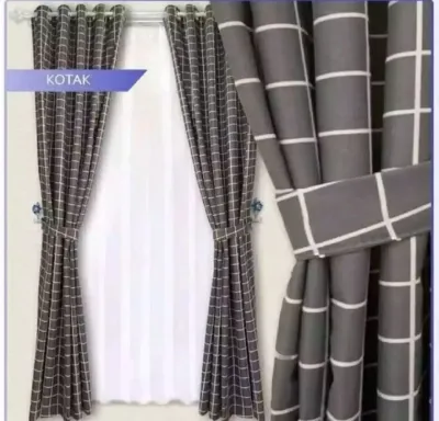 HORDENG PINTU DAN JENDELA MODEL TALI MOTIP KOTAK KOTAK HITAM UK 80x200
