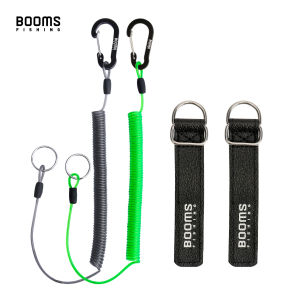 Booms Fishing T01 2M Fishing Coiled Lanyards with Rod Tie Beltb Fishing Lanyard for Boating Ropes with Camping Carabiner Tools