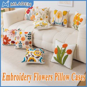 Nordic Throw Pillow Case Cotton Embroide Flower Cushion Cover Sofa Cover for Home Decor