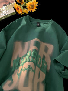 ฤดูร้อนหลวมแขนสั้นเสื้อยืดสําหรับชายสไตล์ใหม่อเมริกันยุโรปแฟชั่นพิมพ์เสื้อยืดคอกลม