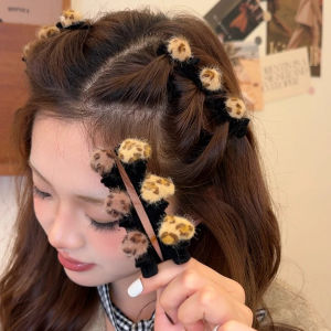 New Arrival Leopard Print Hair Accessories Three Row Velvet Texture Princess Style Hair Clips Fashionable Hair Decorations