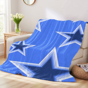 Beast Kingdom | Layered Blue Stars Winter And Summer French Plush Blanket Soft And Fluffy Comfortable Wool Blanket Sofa Ideal Gift