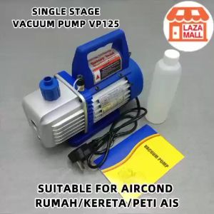 HEAVY DUTY BATTERY / WIRED VACUUM PUMP AIR COND SINGLE STAGE +PRESSURE METER / AIRCOND RUMAH / KERETA / PETI AIS / HIGH QUALITY AIRCOND COOLING SYSTEM TOOL MACHINE SUCK AIR FROM COPPER PIPE 3.5cfm 2.5cfm