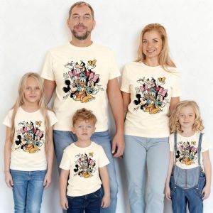 Retro Mickey and Friends Signature Top Magic T-shirt Character T-shirt Mouse Head T-shirt Mickey and Union Gift Family T-shirt
