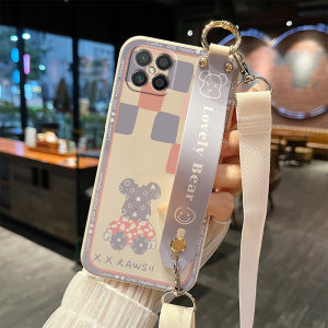 Honor Play5 TPU Silicone Phone Case with Lanyard Strap Womens Crossbody Shoulder Strap Stand Anti-fall Protection Couples Hanging Rope