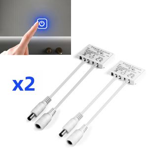 2 Chiếc Công Tắc Cảm Ứng Điều Chỉnh Độ Sáng Cho Đèn LED Dải Gương Điều Khiển Đèn Nền DC12V Điều Chỉnh Độ Sáng Vô Cấp Công Tắc Gia Đình Chất Liệu Nhựa
