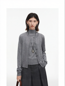 Wool Blend Classic Round Neck Knit Cardigan