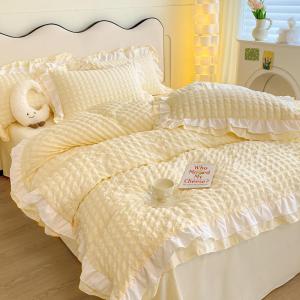 Princess Style Bubble Fabric Washed Cotton Bedding 4-Piece Set