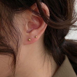Hypoallergenic Gold Plated Mini Earrings Pure Ear Jewelry Golden Beads High Color Retention Original Design Fashion Accessories