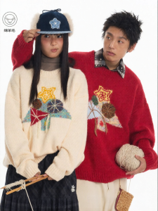 JNXS | Áo Sweater Lông Cừu Pha Hình Học Có Mè