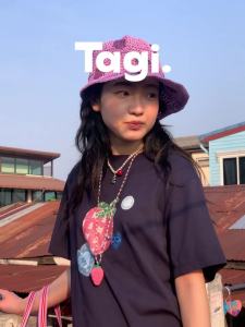 Tagi. Narrow-brimmed Dots Woven Hat