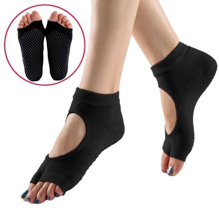 Toeless Non Skid Sticky Grip Yoga Socks for Women Anti Slip Fitness Sports Pilates Professional