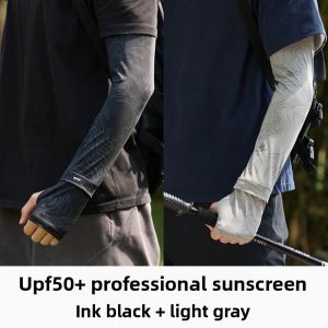 Miiow | Black Ice Silk Sleeve Covers For Men Summer UV Protection Outdoor Sports Driving Sunscreen Thin Ice Sleeve Long Nylon Geometric Pattern