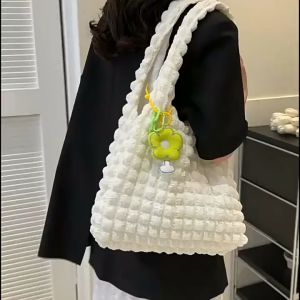 [Ready Stock] Cloud Bag Bubble Fabric Tote Bag Student Shoulder Bag Women Fashion Totebag Awan Korean Ins Murah