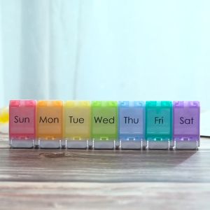 Portable Medicine Case 7 Days Weekly Travel Pill Case Organizer Holder Box Dispenser Pillbox Pill Cutter