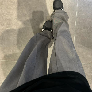 กางเกงขายาวทรงหลวมสีเทา ทรงหลวม กางเกงขายาวทรงตรงสำหรับผู้หญิง กางเกงขายาวลำลอง ทรงยาวพิเศษ ทรงหลวม สไตล์เกาหลี กางเกงขายาวทรงหลวม