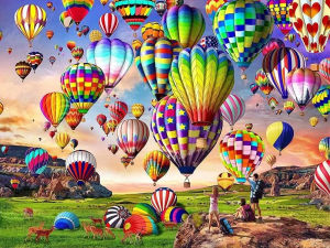 Jigsaw Puzzle 500/1000/1200/2000PCS Hot Air Balloon Scene Brain Teaser Calming Activity Decor Gift