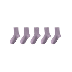 5 Đôi Tất Len Ấm Áp Cho Nữ Mềm Mại Sang Trọng Màu Trơn Giữa Ống Đan Thông Thường Dày Thu Đông Cần Thiết