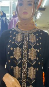 TERBARU GAMIS ABAYA HITAM BORDIR MOTIF PINTO ACEH 005 / GAMIS HITAM MUSLIM / ABAYA TURKI MOTIF ACEH