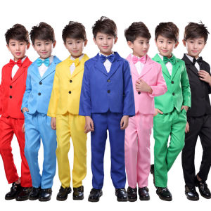 lontakids 5Pcs Kids Boys Plain Suit Formal Attire Gentleman Blazer Clothing Set for Birthday Party Wedding