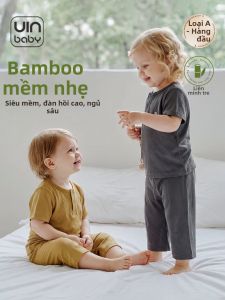 UIN BABY | Bộ pijama mùa hè cho bé bằng bông mềm tre tay ngắn quần 3/4