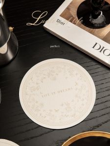 Modern Butterfly Waterproof Oil-resistant Washable Leather round Dining Mat Table Heat Insulation Protective Mat Coffee Cup Mat
