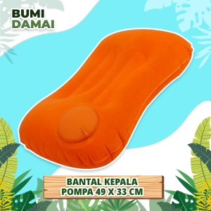 Bumi Damai Bantal Kepala Angin Pompa Tekan Tiup PVC 49 x 33 CM Penahan Ganjalan Kepala Tidur Perjalanan Inflatable Portable Indoor Outdoor Travel Pillow Anti Pegal Empuk