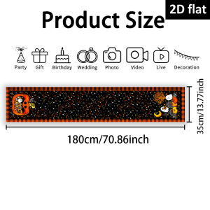 Halloween Table Runner Ghost Pumpkin Star Plaid Border Table Decor for Dinner Table Home Kitchen Halloween Party Decorations