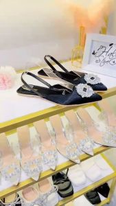 Giày bít bệt zza/ra HALEY STORE gót phẳng đính đá bít mũi quai kéo tiểu thư cô dâu tiệc cưới đi chơi du lịch êm chân