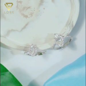Lore Jewellery - Cincin Permata Moissanite Lapis Emas 18K - Cincin Marquise Shaped Silver Moissanite 0.5 CT / 1.0 Sertifikat GRA [Garansi Purna Jual]