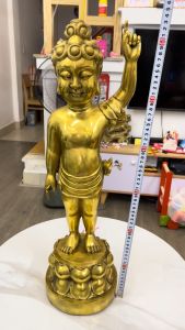Tượng phật đản sanh cao 64cm rộng 18cm nặng 9kg bằng đồng - Tượng phật thích ca chỉ thiên chỉ địa