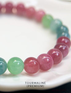 DA CRYSTAL Premium Grade Watermelon Tourmaline Bracelet 6.5mm++ wrist size 15.5cm